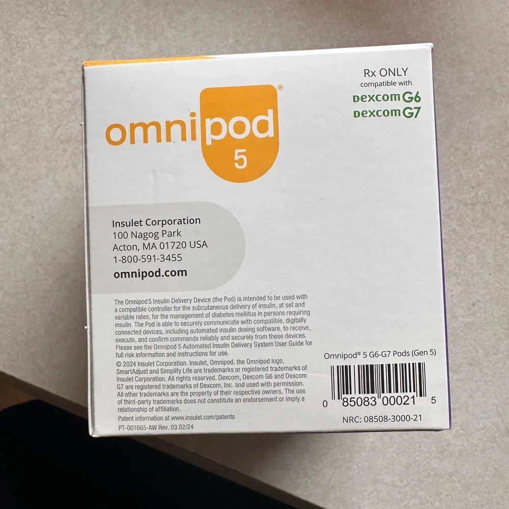 Omnipod 5 5 pack pods G6 G7 New Sealed - Picture 3 of 4